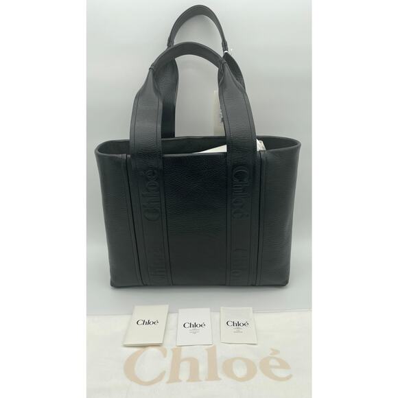 $2K NEW CHLOE LEATHER LOGO MEDIUM WOODY TOTE BAG PURSE AUTHENTIC NWT! - Picture 5 of 16